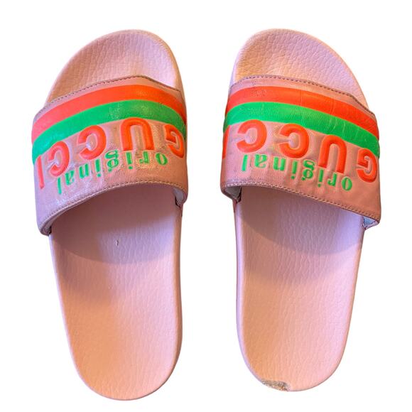 Gucci Limited Edition Authentic Neon Pink Pool Beach Slides Size 6 - Picture 3 of 12